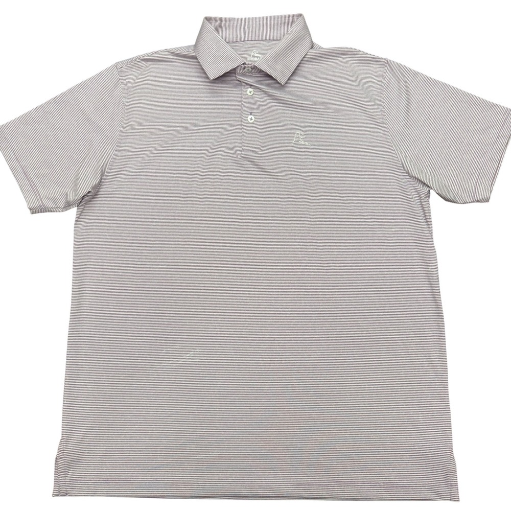Rhoback Performance Polo Shirt Mens Large Purple White Striped Golf Short Sleeve